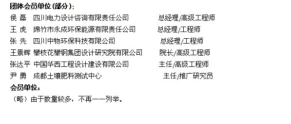 四川省環境科學學會第七屆理事會領導成員名單